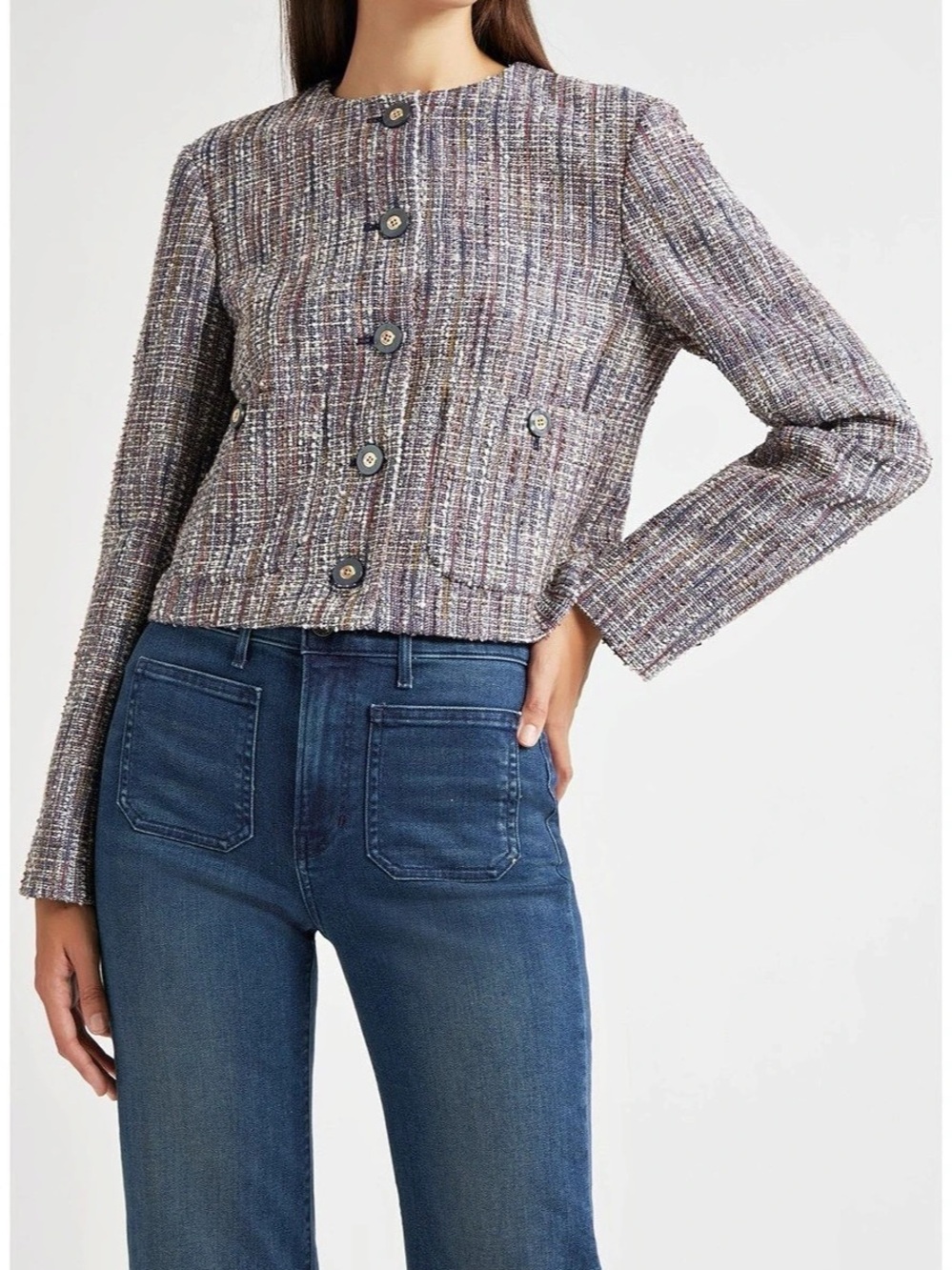 Veronica Beard Andrea Multicolored Cotton Tweed Jacket